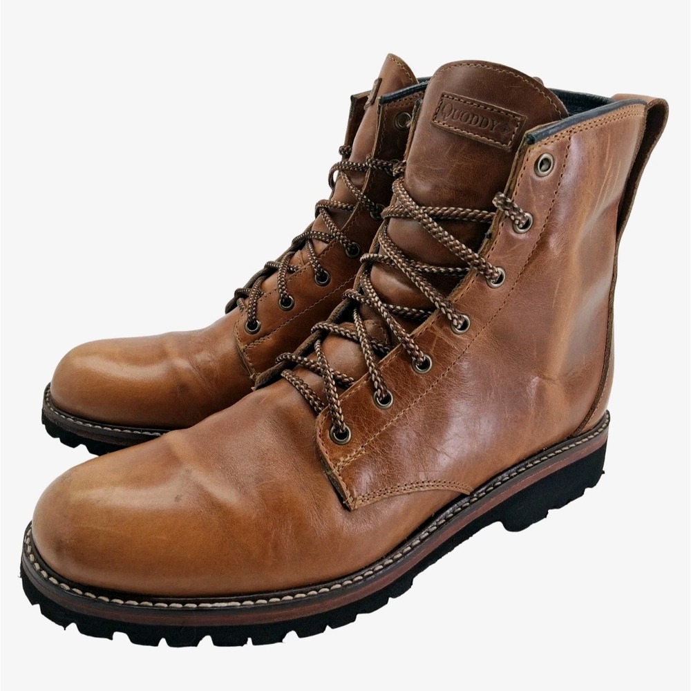 Quoddy Boots Mens Size 11.5 Brown Leather Combat Ankle Vibram Lined Lace Up